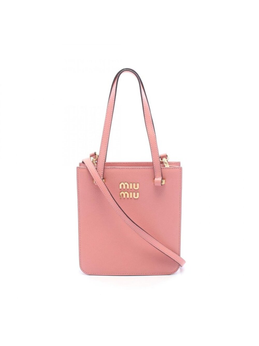 Miu Miu Handbag Madras 2-Way Pink Leather Tote